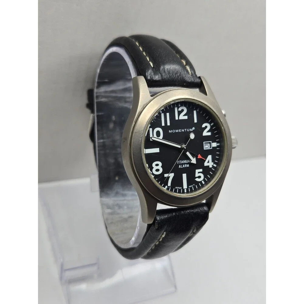 Momentum Pathfinder Alarm Titanium Mens Watch SP50 Black Dial 10ATM New Battery